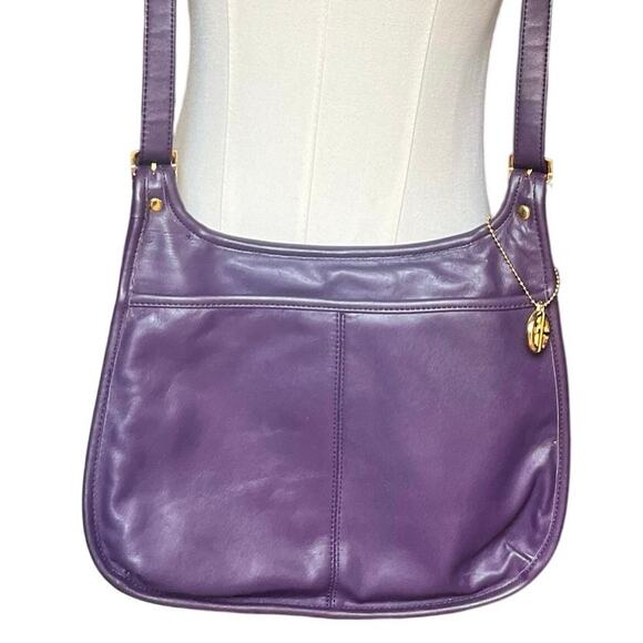 Giani Bernini Purple Leather Shoulder XBody Saddlebag Messenger Handbag Purse - Picture 3 of 7